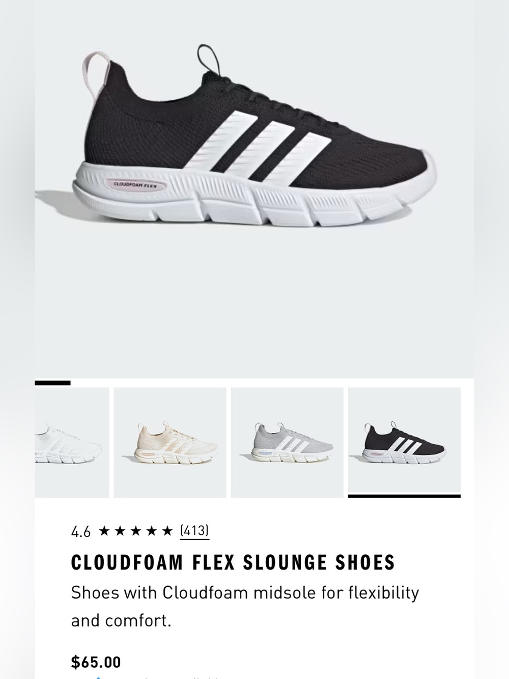 adidas Cloudfoam Flex Slounge Women's Sneakers in Black and White